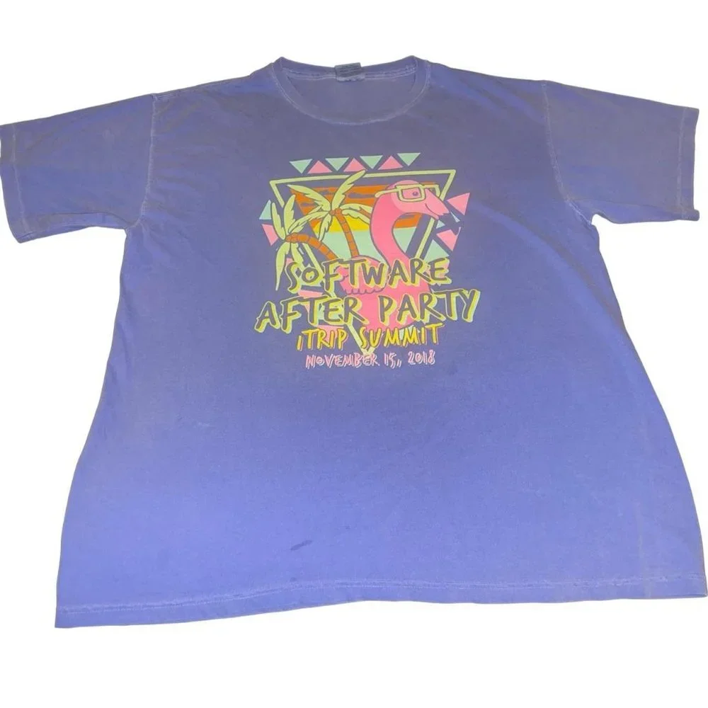 Super Fun Software After Party Flamingo At The Beach T-shirt XL - Picture 1 of 4